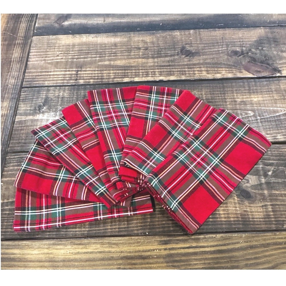 Cloth Napkins Red Plaid Set of 8 Holiday Christmas Table Decor